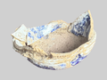Blue and White Folded Kusamono Pot — exterior