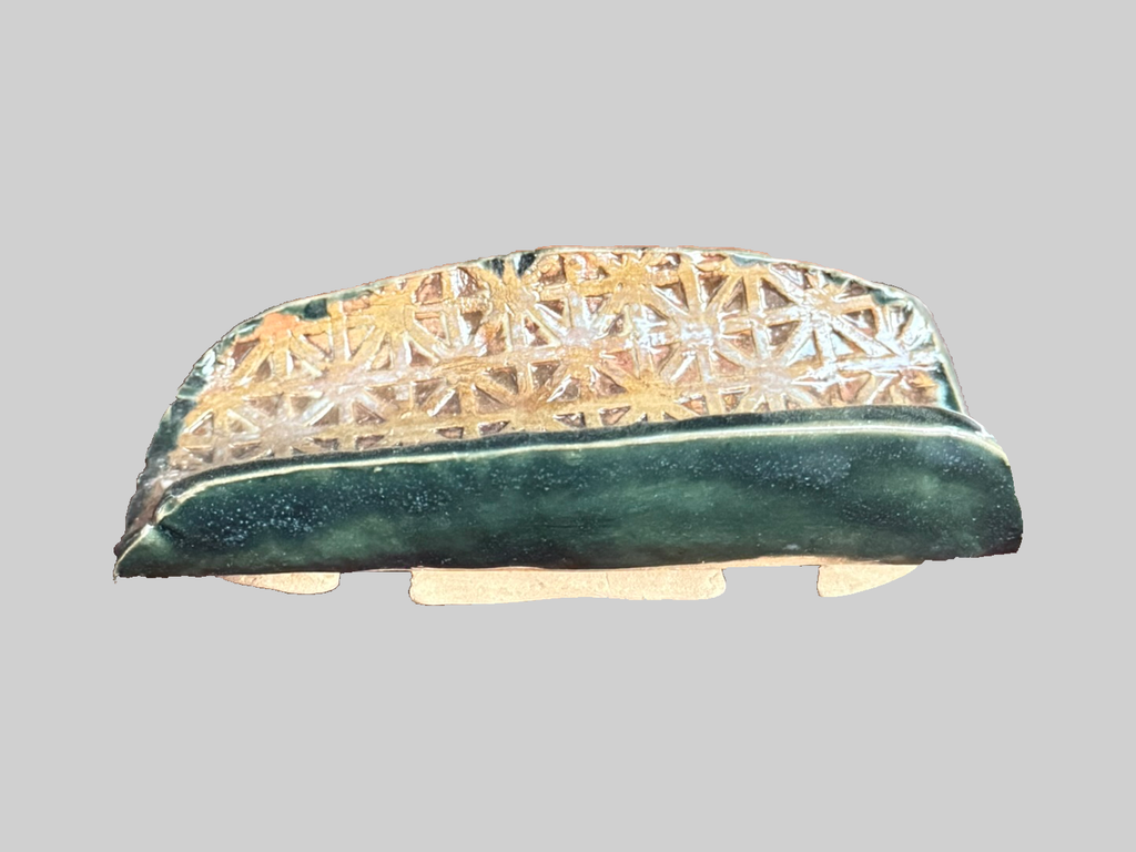Forest Green Scroll-Sided Rectangular Pot — exterior